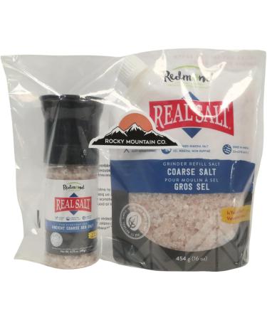 Redmond Real Salt - 4.5 OZ Unrefined Salt Grinder and 16 OZ Coarse Salt for Grinder Refill - Unrefined and Non Iodized Mineral Coarse Sea Salt. Experience the Best Tasting All Natural Salt. - Buy Online on GoSupps.com