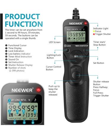 Neewer Timer Remote for Canon 50D 40D 30D 20D 10D 5D 1Ds Mark III 1D Mark III II N II 1V EOS 3 D2000 - Buy Online on GoSupps.com