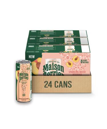 Maison Perrier Forever Peach Sparkling Water Beverage Natural Peach Flavour No Calories No Sweeteners No Sodium Sourced & Bottled In France 24 Cans