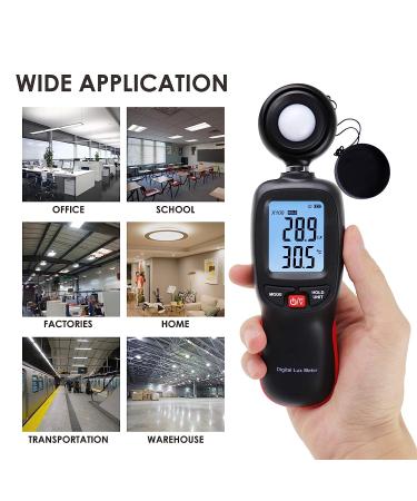 Digital Light Meter with Data Record, Backlight, Lux & Temperature Meter - 0-200,000 Lux/FC Measurement Range - MAX/MIN/Hold Function - Buy Online on GoSupps.com