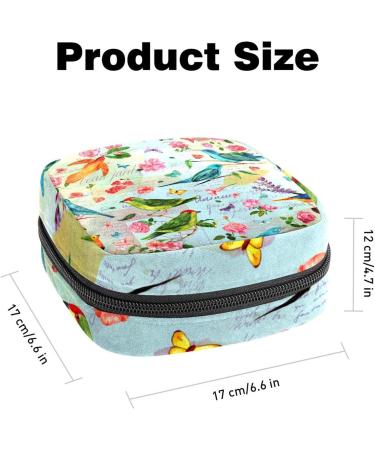 GIAPB Period Bag - Sanitary Napkin Storage and Travel Makeup Pouch - Bird Flower Butterfly Design - Color4337 - Buy Online on GoSupps.com