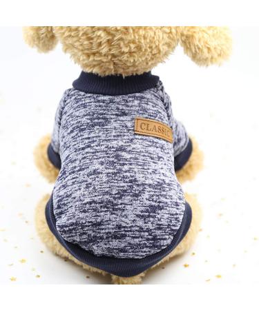 Pet Dog Cat Sweater Warm Dog Sweater Cat Clothes Fleece Pet Coat for Puppy M Navy Blue
