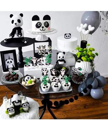 24 Panda Glitter Green Bamboo Cupcake Toppers - Cute Animal Cake Decorations for Baby Showers & Kids Birthday Parties - Buy Online on GoSupps.com