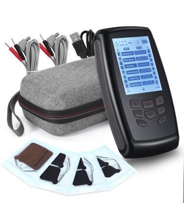 TENS EMS Unit High-Power Dual Channel Electronic Pulse and Red Light Therapy for Muscle Stimulation Massage and Pain Relief.TENS Unit Muscle Stimulator with 8 Electrode Pads and Storage Box