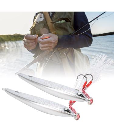 FOLOSAFENAR Imitation Bait Pilk Fish Fishing Accessories Fast Diving with Double Hooks for Sea Lake Fishing(Silver)