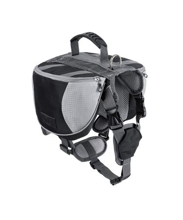 Lifeunion Adjustable Service Dog Supply Backpack Saddle Bag for Camping Hiking Training Black M