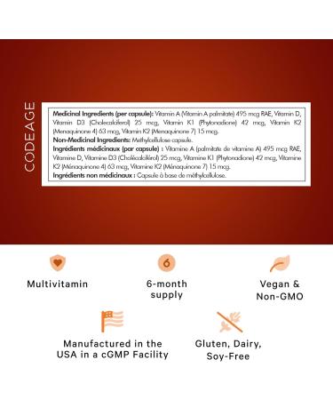 Codeage ADK Vitamin Supplement Vitamin A Vitamin D3 Cholecalciferol Vitamin K1 & K2 (MK4 & MK7) 6-Month Supply A D K Vitamins - Support Bones Teeth Vision Immune System - Non-GMO - 180 Capsules - Buy Online on GoSupps.com