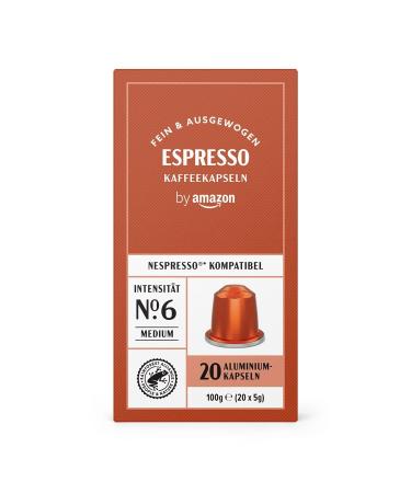 By Amazon Espresso - Nespresso Compatible Aluminum Coffee Capsules - Light Roast 100 Pieces (5 Packs of 20) - Rainforest Alliance Certified - Buy Online on GoSupps.com