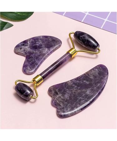 Buy MESKEL Amethyst Rough Stone Gua Sha Scraper & Jade Roller - Anti-Wrinkle Beauty Skin Care Tool Set (Type 5) - International Shipping - Buy Online on GoSupps.com