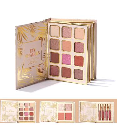 Makeup Palettes | 12 Colors Pearlescent Bookstyle Eyeshadow With 4 Blushers & 4 Lip Gloss - For Women Travel Beauty Party And Party - Buy Online on GoSupps.com