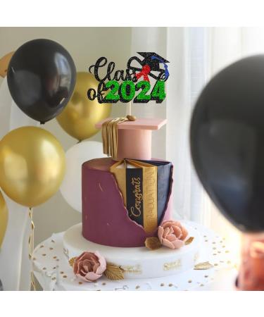 1Pc Graduation Cake Topper 2024 Green Glitter Class of 2024 Graduation Decorations for 2024 Congrats Graduation Party Cake Decorations Supplies 3-green - Buy Online on GoSupps.com