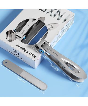 INXEN Stainless Steel Nail Clippers Set for Thick Nails - Wide Jaw Opening, Nail File Included - Ideal for Men, Women, and Seniors - Silver - Buy Online on GoSupps.com