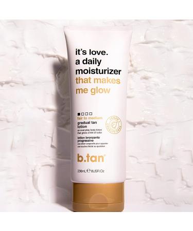 b.tan Light Gradual Self Tanning Lotion | It's Love - Daily Moisturizing Body Lotion for a Hint of Color, Hydrated Skin | 8 Fl Oz Vegan & Cruelty-Free - Buy Online on GoSupps.com