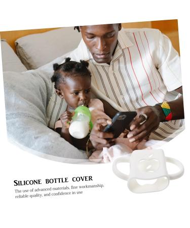 Healvian Silicone Baby Bottle Cover - Infant Feeder with Gripping Handles - Insulated Bottle Holder for Kids - White - Buy Online on GoSupps.com