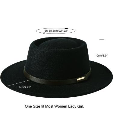 Lanzom Vintage Wide Brim Wool Fedora Jazz Hat - Black Medium - Buy Online on GoSupps.com