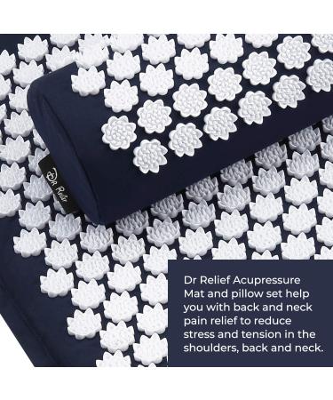 Dr Relief Acupressure Mat & Pillow Set - Quick Back & Neck Pain Relief - Sciatica & Stress Relief - Navy - Buy Online on GoSupps.com
