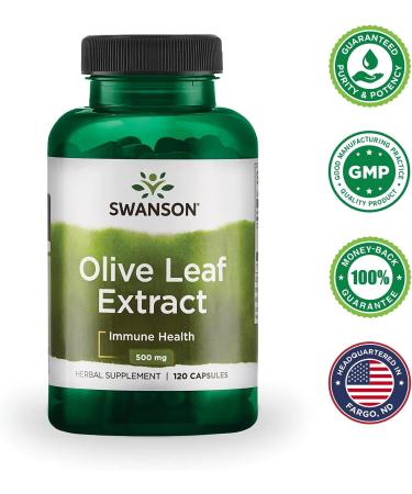 Swanson Olive Leaf Extract 500mg - 120 Capsules | Immune Support & Antioxidant - Buy Online on GoSupps.com