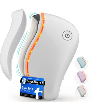 JVF Beauty facial massage device |Gua Sha electric |Face Lifting device with 4 possible combinations facial care and anti-aging with vibration heat and red light-LED |White