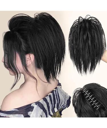 Clip on Ponytail for Woman 8 Teeth Claw Messy Bun Makeup Ponytail Extension Synthetic Fiber Stylish Clip in Claw Hair Washable Hairpiece for Photography Black - Buy Online on GoSupps.com