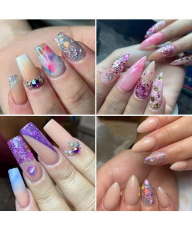 Gzmayuen 16Pcs Holographic Nail Glitter Powder Set - Chunky Sequin Flakes for Stunning Nail Art - Pink Violet Red - Buy Online on GoSupps.com