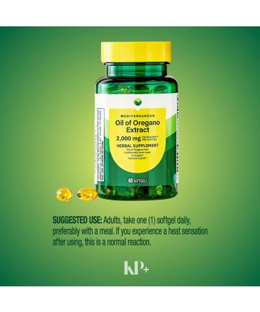 KP+ Oil of Oregano Extract 2000 mg | 60 Softgels | Supports Immune & Antioxidant Health | Mediterranean Herbal Supplement | Pack of 1 - Buy Online on GoSupps.com
