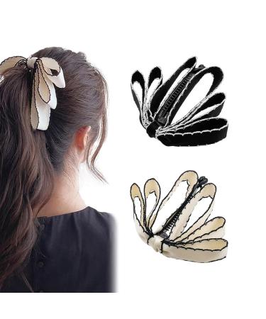 Bow Banana Clips Bow Banana Hair Clip Banana Clips with Bow Ribbon Bow Banana Clip Vertical Ponytail Claw Clip for Women Girls