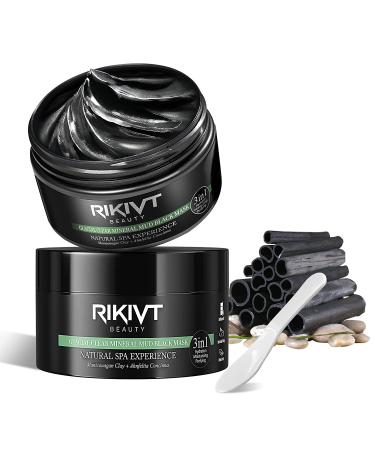 Rikivt Mud Mask - Glacial Clay & Charcoal Face Mask for Blackhead Removal - 4.8 oz - Buy Online on GoSupps.com