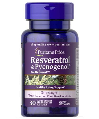 Puritan's Pride Resveratrol 100 mg & Pycnogenol 30 mg-30 Softgels