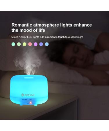 Zoeson 500ml Aromatherapy Diffuser - BPA-Free Essential Oil Ultrasonic Humidifier with 7 LED Colors for Bedroom | International Shipping - Buy Online on GoSupps.com