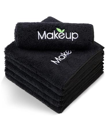 Orighty Makeup Remover Wash Cloths - Super Soft & Quick Dry Microfiber Face Towel Absorbent Washcloths for Cleansing Fingertip Face Towels for Makeup Removal 13 x 13 inch Pack of 6 Black