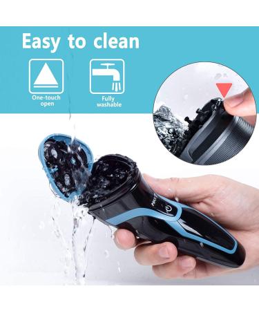MAX-T Men Electric Razor - Rechargeable Wet & Dry Rotary Shaver for Men (Blue) - Buy Online on GoSupps.com