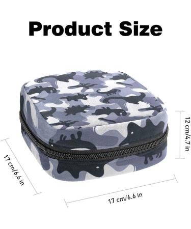 Camouflage Army Dinosaurs Sanitary Napkin Storage Bag | Portable Menstrual Cup Pocket with Zipper for Teen Girls & Women - Buy Online on GoSupps.com