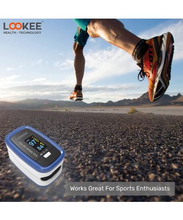 LOOKEE LK50D1A Deluxe Pulse Oximeter - Accurate Finger SpO2 Blood Oxygen Monitor with OLED Display Plethysmograph & Pulse Graph | Auto Rotate | FSA/HSA Eligible | Ships Internationally - Buy Online on GoSupps.com