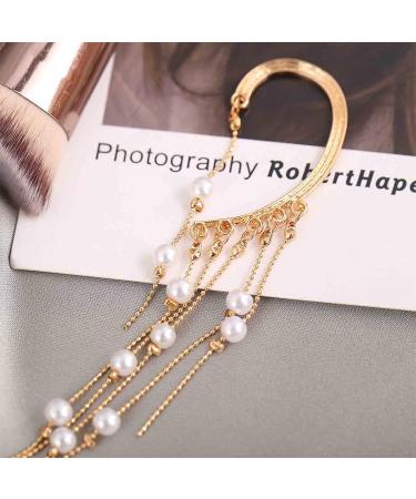 Boho Pearl Ear Wrap Earrings | Gold & Pearl Ear Cuff | Long Drop Tassel Non-Piercing Ear Climbers for Women & Girls - Buy Online on GoSupps.com