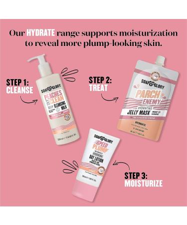 Soap and Glory Peaches & Clean Deep Cleansing Milk - 4-in-1 Makeup Remover with Peach Extract - Hydrating Facial Cleanser (350ml) - Buy Online on GoSupps.com