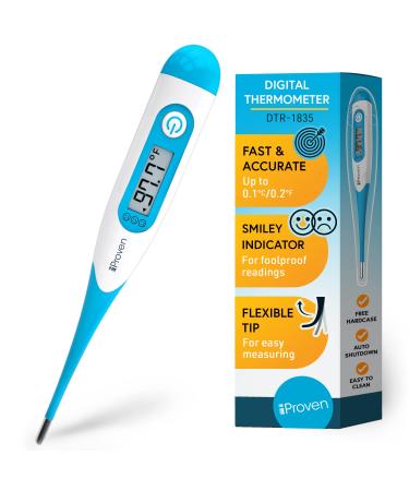 IPROVEN Digital Oral Thermometer for Adults & Kids Reliable, Fast & Accurate Measurements Easy to Use, Flexible Tip, with Smiley Fever Indicator & Hardcase