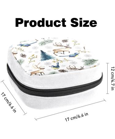 GIAPB Sanitary Napkin Storage Bag | Period Tampon Makeup Pad Pouch | Birds Deer Trees Snowflake Design | Color1707 - Buy Online on GoSupps.com