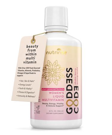 NutriRise Liquid Multivitamin for Women - Hair Skin Nails & Beauty With Vitamin C & D3 Biotin Zinc & Probiotics For Gut Health Sleep Energy & Immune Support Supplements Gluten Free Vegan 32 fl oz