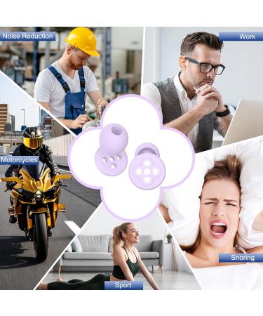 2 Pairs Reusable Noise Cancelling Ear Plugs for Sleeping - Soft Silicone Hearing Protection for Sleep Snoring Swimming & More | 33dB - Hh-purple - Buy Online on GoSupps.com