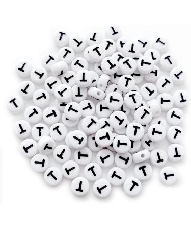 Bxwoum 100PCS White Round Acrylic Letter Beads for Jewelry Making - DIY Bracelets, Necklaces, Key Chains - 4x7mm - Letter T Beads - Buy Online on GoSupps.com