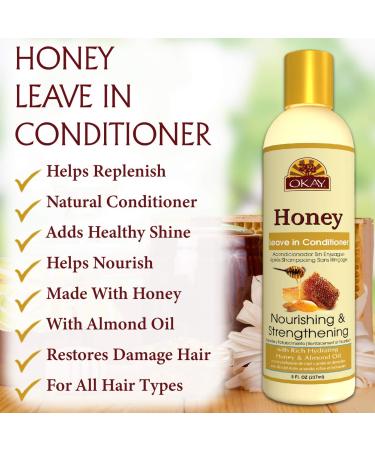 OKAY Honey Leave-In Deep Conditioner | All Hair Types & Textures | Hydrate & Strengthen with Shea Butter Almond & Avocado | Paraben Silicone & Sulfate Free | 8 oz - Buy Online on GoSupps.com