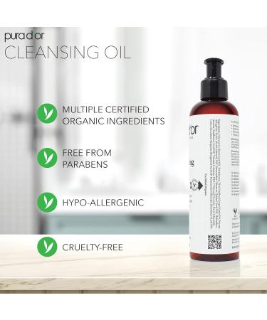 PURA D'OR 8 Oz Facial Cleansing Oil | Nourishing Botanical Blend Gentle Makeup Remover & Deep Cleanser | Vitamin Jojoba & Sunflower Oil for Healthy Glowing Skin | Paraben-Free Beauty - Buy Online on GoSupps.com