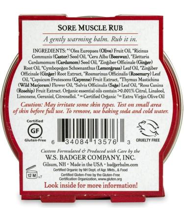Badger Organic Sore Muscle Rub with Cayenne & Ginger - 2 oz for Pain Relief - Buy Online on GoSupps.com