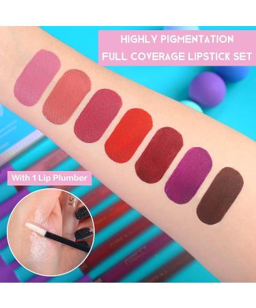 QiBest 7 Matte Liquid Lipstick & Lip Plumper Gloss Set Long-Lasting, High-Pigmented, Waterproof Makeup Kit for Women and Girls - Buy Online on GoSupps.com