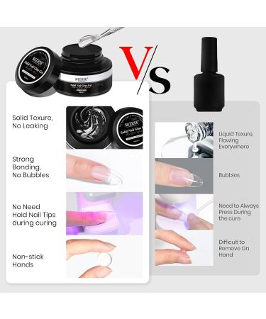 MIZHSE Solid Nail Glue 18g - Long Lasting Gel for Acrylic Nails | Mini UV LED Lamp Included - Professional Rhinestone Glue for Nail Salon - Buy Online on GoSupps.com