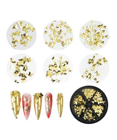 Gold Butterfly Nail Art Charms Stickers - 3D Metallic Glitter Sequins for DIY Manicure - Buy Online on GoSupps.com