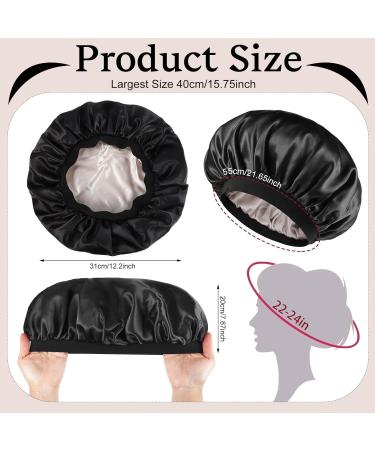 2-Piece Satin Hair Hood Set | Double-Sided Soft Bonnet & Sleeping Caps for Women & Girls - Breathable Black Sleep Hat - Buy Online on GoSupps.com