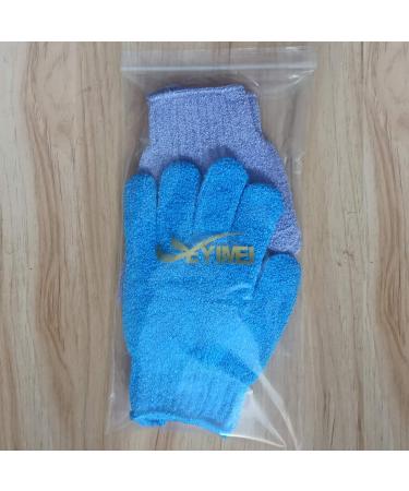 Exfoliating Bath Loofah Gloves 2 Pair Blue Purple - Luxury Spa Scrub Mitts for Deep Cleansing and Skin Massage - Buy Online on GoSupps.com