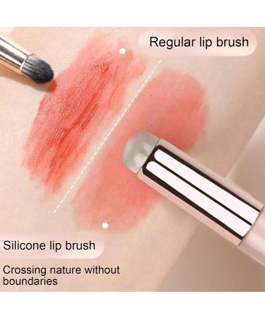 Silicone Lip Brush Lip Brush - Reusable Lip Gloss Applicator Multi-Purpose Lipstick Shine Makeup Brush Tool Soft Double Head Lip Oil Brush with Lid for Women and Girls pink - Buy Online on GoSupps.com