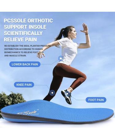 PCSsole Comfort Arch Support Insoles Men's Size 6.5-7 (260mm) - Orthotic Shoe Insert for Plantar Fasciitis & Foot Pain Relief - Blue - Buy Online on GoSupps.com